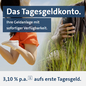 Volkswagen Financial Services: Tagegeldkonto mit 3,1% Zinsen für 6 Monate (bis max. 100.000€)