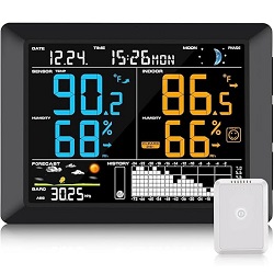 Sainlogic Wetterstation mit Innen- und Außentemperatur, Luftfeuchtigkeit und Barometer für 29,99€