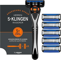 by Amazon Herrenrasierer mit 5 fach Klinge, Mehrfarbig, Rasiermesser & 6 Klingen für 5,04€ oder 4mal für 18,27€