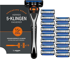 by Amazon Herrenrasierer mit 5 fach Klinge, Mehrfarbig, Rasiermesser & 16 Klingen für 10,63€ inklusive Versand (= 66 Cent je Klinge)