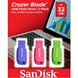 3er-Pack Sandisk Cruzer Blade 32GB USB-Stick (USB 2.0) für 9,97€ (Vergleich: 12,87€)