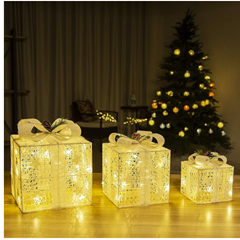 GIGALUMI LED Geschenkbox 3er Set Weihnachten, 8 Modi 60LED Leuchtend Weihnachtsbox für 9,99€
