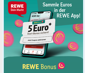 Neue REWE Bonus App mit 5€ Gutschein (ab 30€ einlösbar)