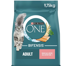 PURINA ONE Bifensis Trockenfutter mit Lachs für ausgewachsene Katzen, 9,75 kg für 35,20€ (VG: 50,99€)