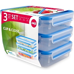 EMSA Clip & Close Frischhaltedosen 3-teiliges Set (1,2 Liter) für 9,99€ (Vergleich: 14,94€)