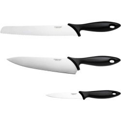 3-teiliges Fiskars Messer-Set Kochmesser, Brotmesser, Schälmesser, Edelstahl, Schwarz für 14,99€ (Vergleich: 25€)