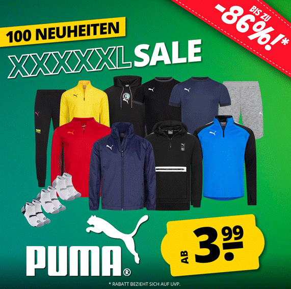 SportSpar: Puma Neuheiten Sale mit Artikeln ab 3,99€
