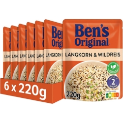 6er-Pack BEN’S ORIGINAL Express Langkorn & Wildreis, 6x220g für 6,29€ (Vergleich: 13,74€)