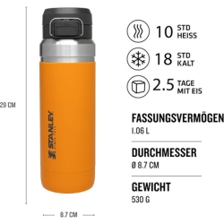 Stanley The Quick-Flip Isolierflasche, 1,06l, Orange für 27,99€ (Vergleich: 35,90€)