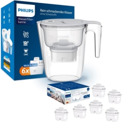 Philips Water Wasserfilterkanne, 2,6 l + 6 Micro X-Clean Ersatzfilterkartuschen für 28,51€ (Vergleich: 50,93€)