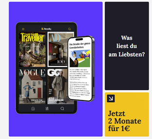 Readly: 2 Monate für 1€ (8.000 Magazine & Zeitungen. Unbegrenzter Zugriff. Eine App.)