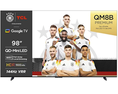 TCL 98QM8B Fernseher MiniLED 98 Zoll, QLED, 144Hz, 4K HDR Premium 1600nits, Google TV, Dolby Atmos, Onkyo, Game Master Pro 2.0 für 2.299€