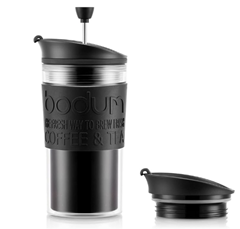 Bodum K11102-01 Travel Press Set Kaffeebereiter mit extra Trinkaufsatz, 0.35 l, Schwarz für 7,95€