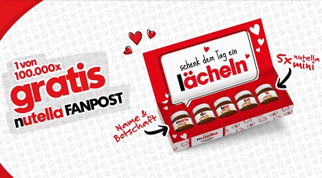 Zwei Nutella Aktionsgläser kaufen und eine kostenlose Nutella FANPOST mit 5 Mini Nutella-Gläsern erhalten