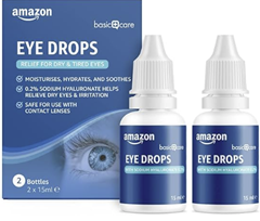 Amazon Basic Care Augentropfen mit Natriumhyaluronat 0,2%, 15 ml (2er Pack) für 8,19€