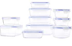 Amazon Basics Glasbehälter-Set (20-teilig) für 30,67€