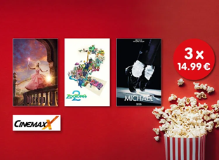 3 x Cinemaxx Kinoticket für 14,99€ (= ~ 5€ pro Ticket)