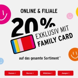 Ernsting’s Family: 20% Extra-Rabatt auf das gesamte Sortiment als Family Card Inhaber