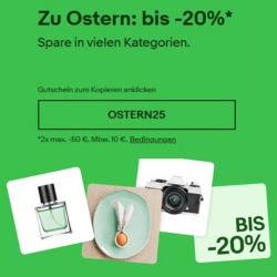 eBay: bis zu 20% Rabatt auf viele ausgewählte Artikel aus den unterschiedlichsten Kategorien