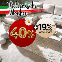 Zurbrüggen: italienische Wochen mit 40% auf Möbel und Gartenmögen + 15,97% EXTRA-Rabatt