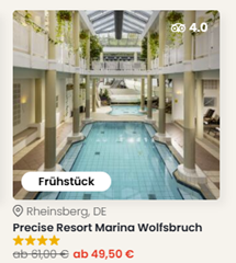 2 Nächte im Precise Resort Marina Wolfsbruch inkl. Frühstück, Dinner & Spa ab 99€ pro Person
