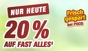 [nur heute] 20% Rabatt auf fast Alles bei Poco, so z.B. DeLonghi Kaffeevollautomat ECAM350.55.B für 388,94€ (VG: 464,90€)