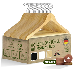 Blumtal Kleiderbügel Holz 20er Set für 15,29 € (Vergleich: 19,99 €)