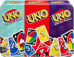 UNO Kartenspiel mit 2 Erweiterungssets und Dose für 14,99€ (Vergleich: 24,97€)