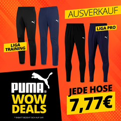 PUMA Liga Training Pants PRO + PUMA LIGA Training Pant Core Herren Trainingshose für jeweils nur 7,77 € zzgl. einmalig 4,95€ Versand