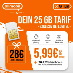 Allmobil Flat L im Vodafone-Netz mit 25GB LTE Daten und Sprachflat für effektiv 5,99€/Monat