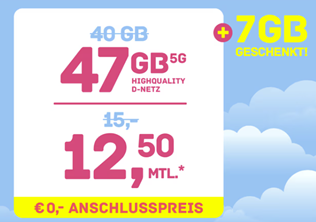 High Mobile im Telekom Netz: 47GB 5G mit SMS und Sprachflat für 12,50€/Monat + keine Anschlussgebühr