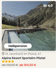 Alpine Resort Sportalm Pitztal inkl. ¾ Verwöhnpension & Wellness ab 209€ pro Person (2 Nächte)