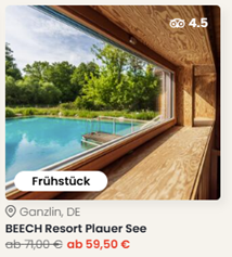 BEECH Resort Plauer See inkl. Frühstück, Spa & Badestelle ab 119€ pro Person (2 Nächte)