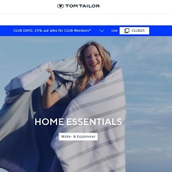 Tom Tailor: 25% Rabatt auf alle Artikel im Shop (Für Club Mitglieder)