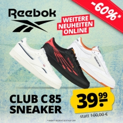Reebok C85 Club Sneaker in verschiedenen Designs zu je 44,94€ (Vergleich: ab 54€)