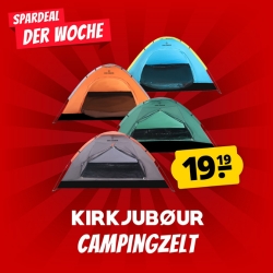 KIRKJUBØUR „Vindr“ 2 Personen-Camping-Zelt in allen Farben zu je 24,14€ (Vergleich: 39,94€)
