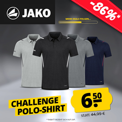 Jako Challenge Polo Shirt für Damen und Herren für 6,50€ zzgl. einmalig 4,95€ Versand