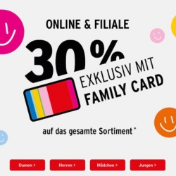 [heute + morgen] Ernsting’s Family: 30% Extra-Rabatt auf das gesamte Sortiment als Family Card Inhaber
