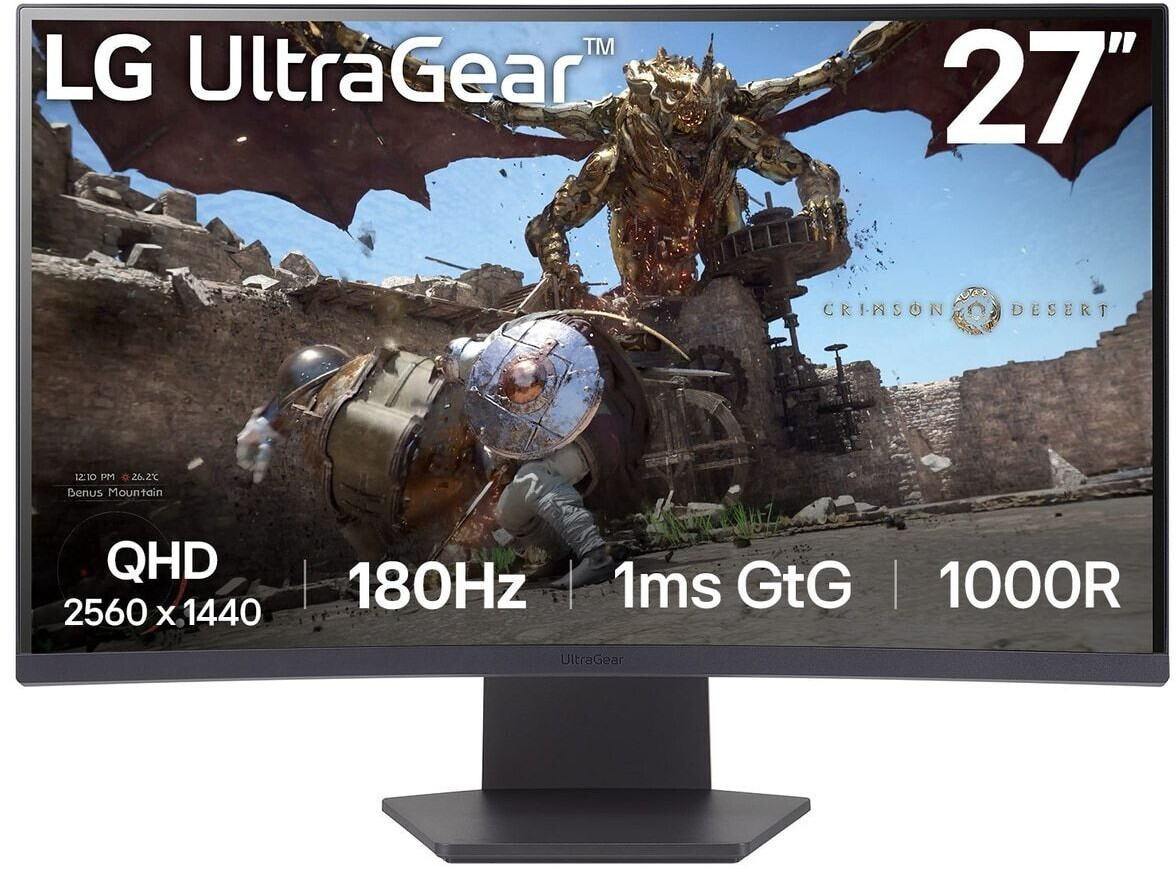 LG UltraGear 27GS60QX 27″, WQHD, VA, Curved Monitor, 180Hz für 126,98€ (Vergleich: 149€)