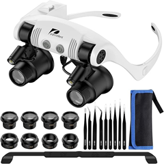 Pancellent Kopflupe mit 4 Linsen & Pinzetten-Set für 14,95€