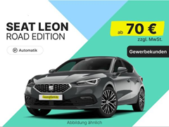 Gewerbe: Seat Leon Road Edition 1.5 eTSI (116 PS, Automatik) für 83,30€/Monat (10.000 km/Jahr, 24 Monate, LF = 0,50)