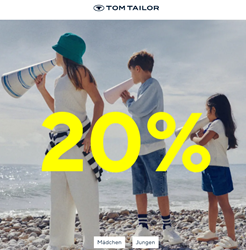 Tom Tailor: 20% Rabatt auf alle Artikel in der Kategorie Kids