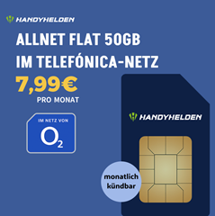 50 GB 5G Allnet-Flat im Telefónica-Netz für 7,99€/Monat bei Handyhelden!