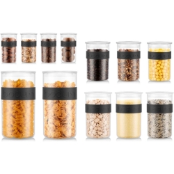 12-teiliges BODUM PRESSO Vorratsgläser, Kunststoff, Schwarz, 4 x 0.25 l, 3 x 0.6 l, 3 x 1 l, 2 x 2 l für 29,95€ (Vergleich: 58,37€)