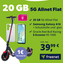 Red Bull RS1000 E-Scooter + Samsung Galaxy A16 für 1€ mit 20GB 5G Telekom Allnet Flat für 39,99€/Monat