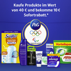 Amazon: P&G Produkte für mindestens 40€ kaufen + 10€ Sofortrabatt erhalten