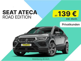 Seat Ateca Road Edition 1.5 TSI (150 PS, Automatik) für 139€/Monat (10.000 km/Jahr, 24 Monate, LF = 0,53)