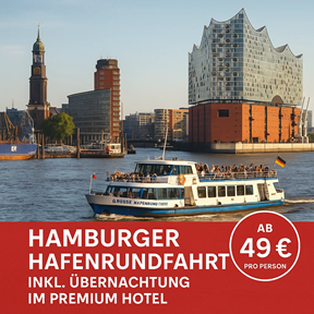 Übernachtung im Premium Hotel inkl. Hamburger Hafenrundfahrt ab 49€ pro Person
