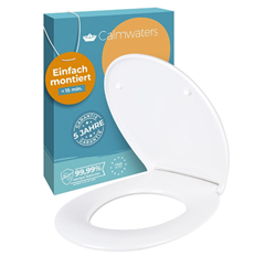 Calmwaters WC-Sitz mit Absenkautomatik (weiß, bis 250 kg) für 36€ (Vergleich: 49,99€)
