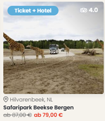 Safaripark Beekse Bergen Niederlande inkl. Tagesticket & Hotelübernachtung mit Frühstück ab 79€ pro Person